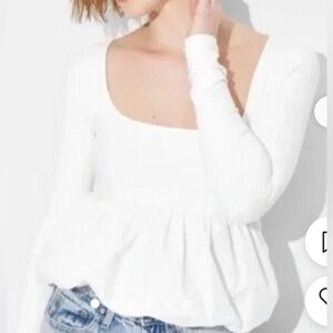 NWOT White Long Sleeve Bubble Top